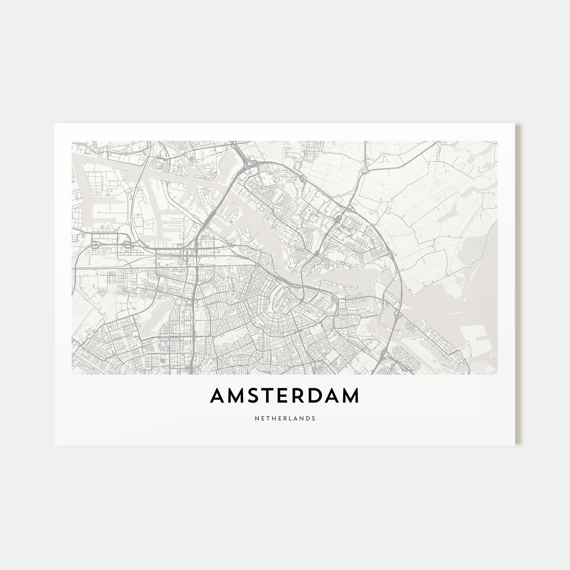 Amsterdam Map Landscape Poster