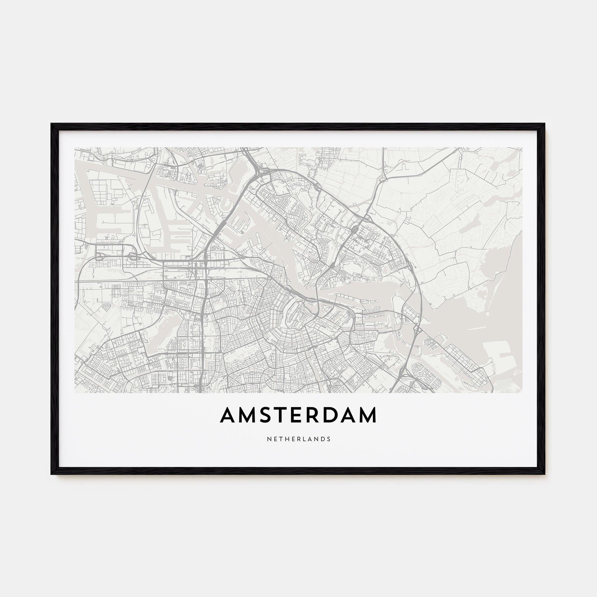 Amsterdam Map Landscape Poster