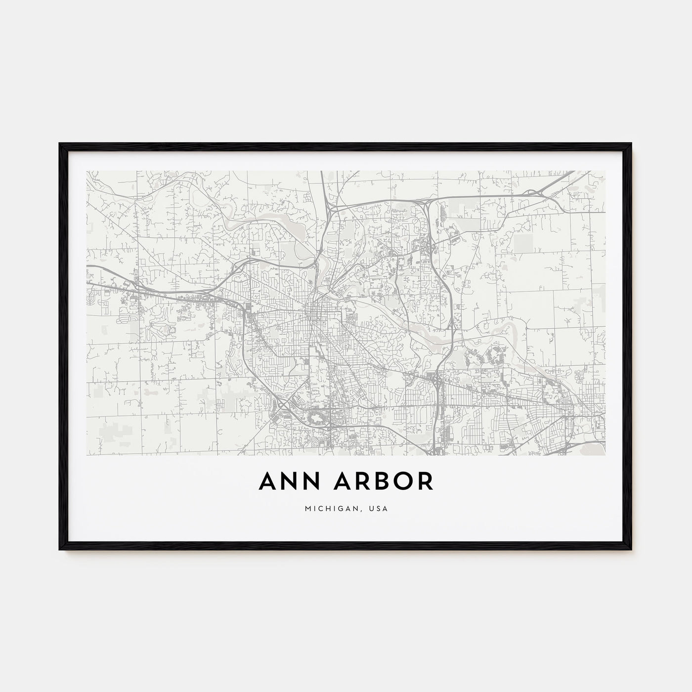 Ann Arbor Map Landscape Poster