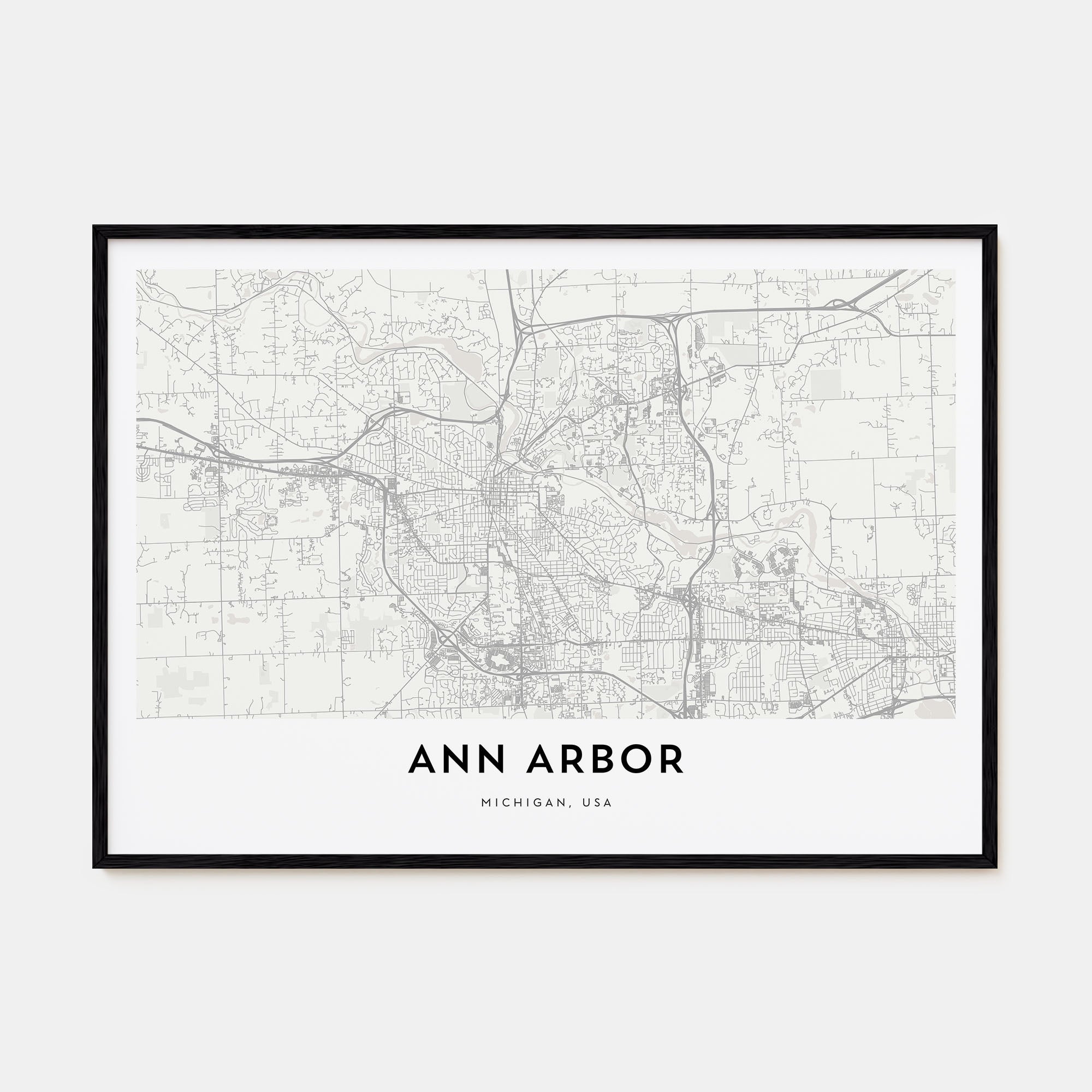 Ann Arbor Map Landscape Poster