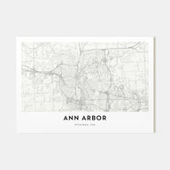 Ann Arbor Map Landscape Poster