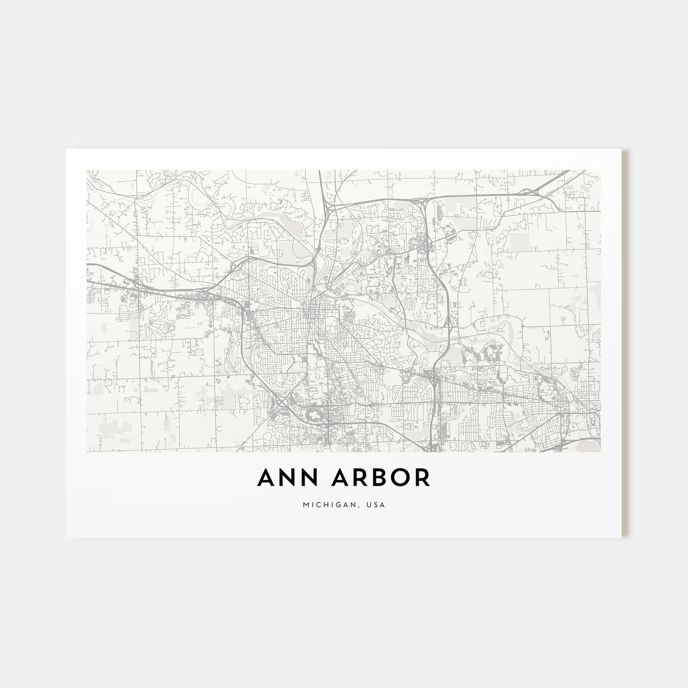 Ann Arbor Map Landscape Poster