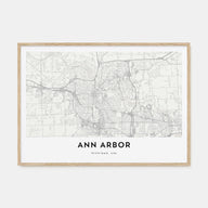 Ann Arbor Map Landscape Poster