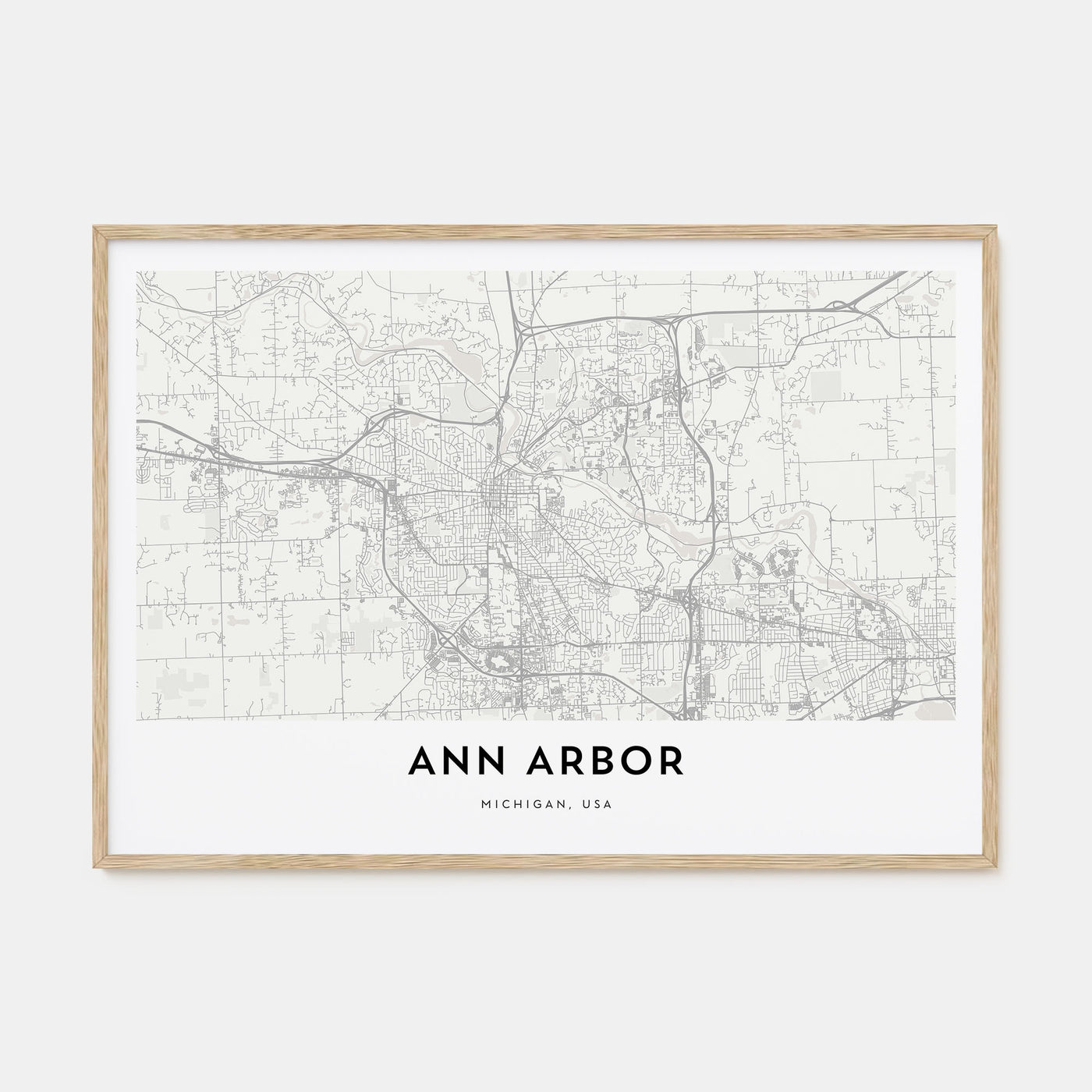 Ann Arbor Map Landscape Poster