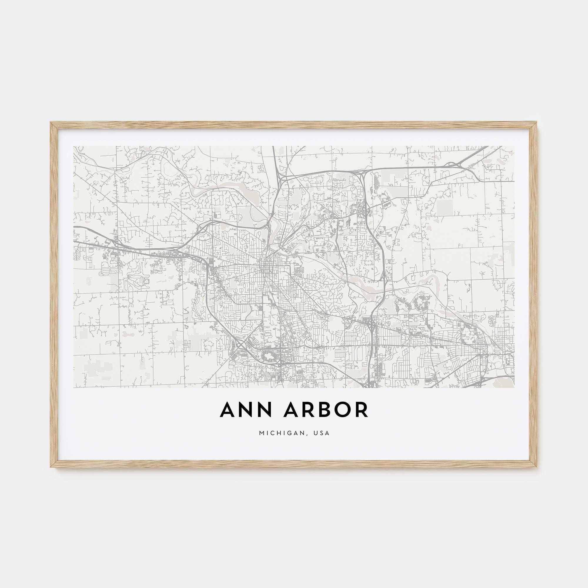 Ann Arbor Map Landscape Poster