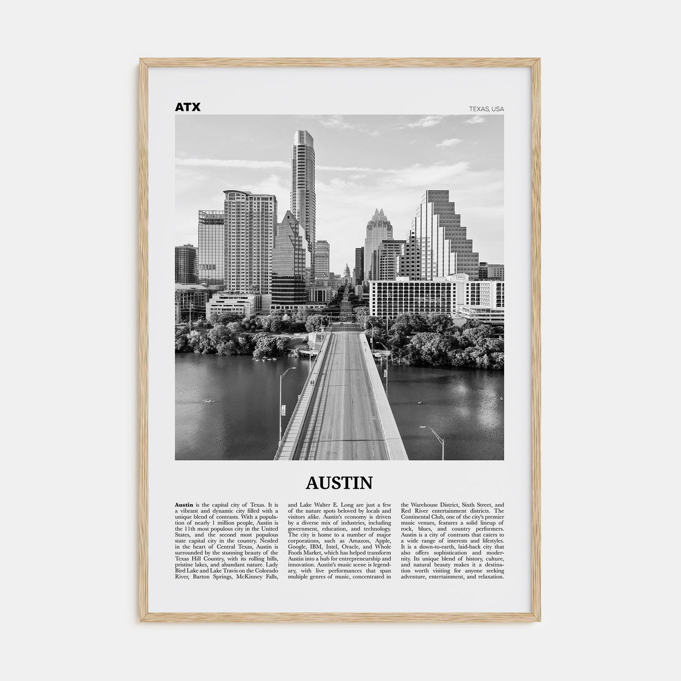 Austin Travel B&W No 1 Poster