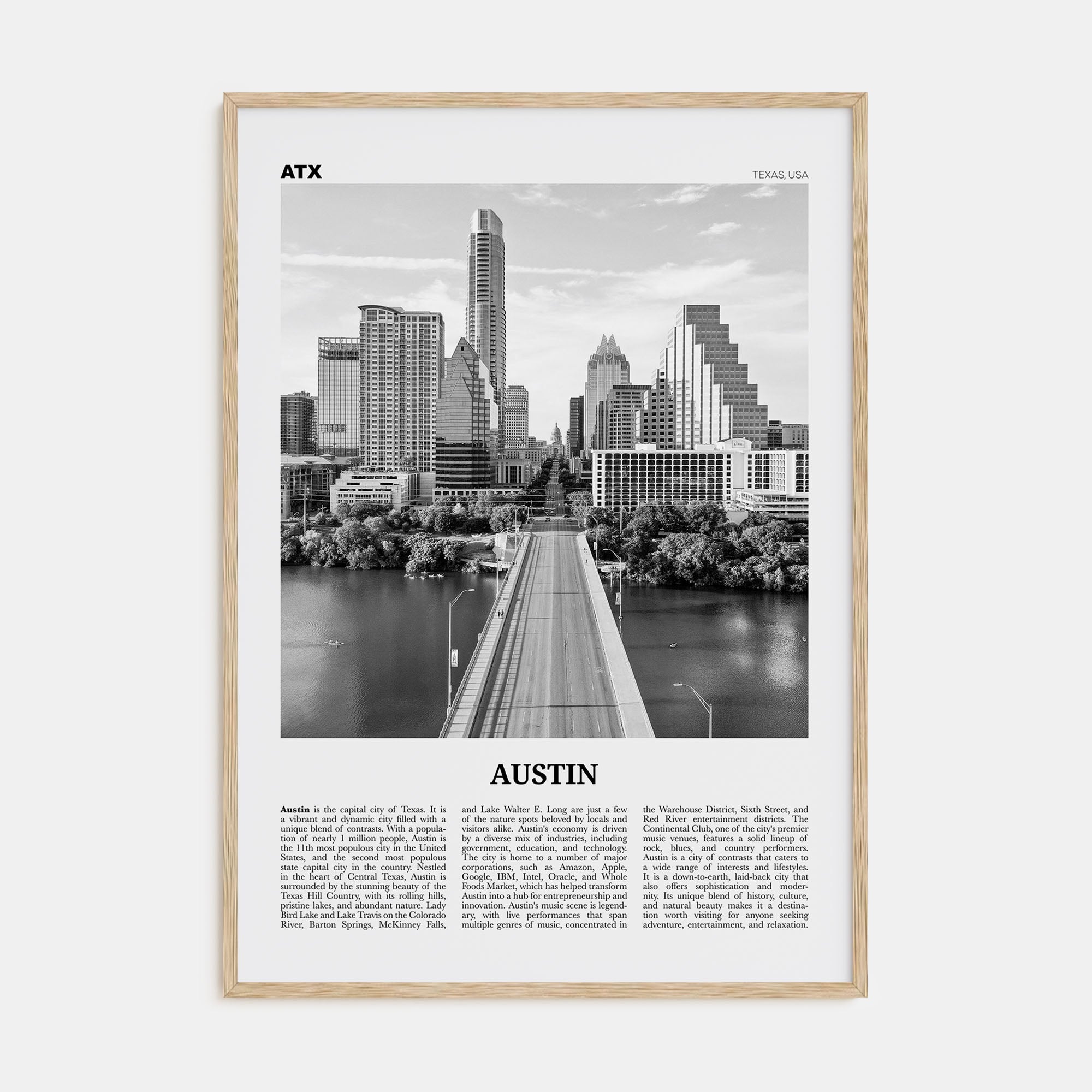 Austin Travel B&W No 1 Poster