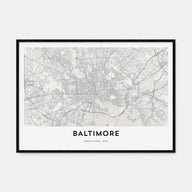 Baltimore Map Landscape Poster