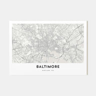 Baltimore Map Landscape Poster