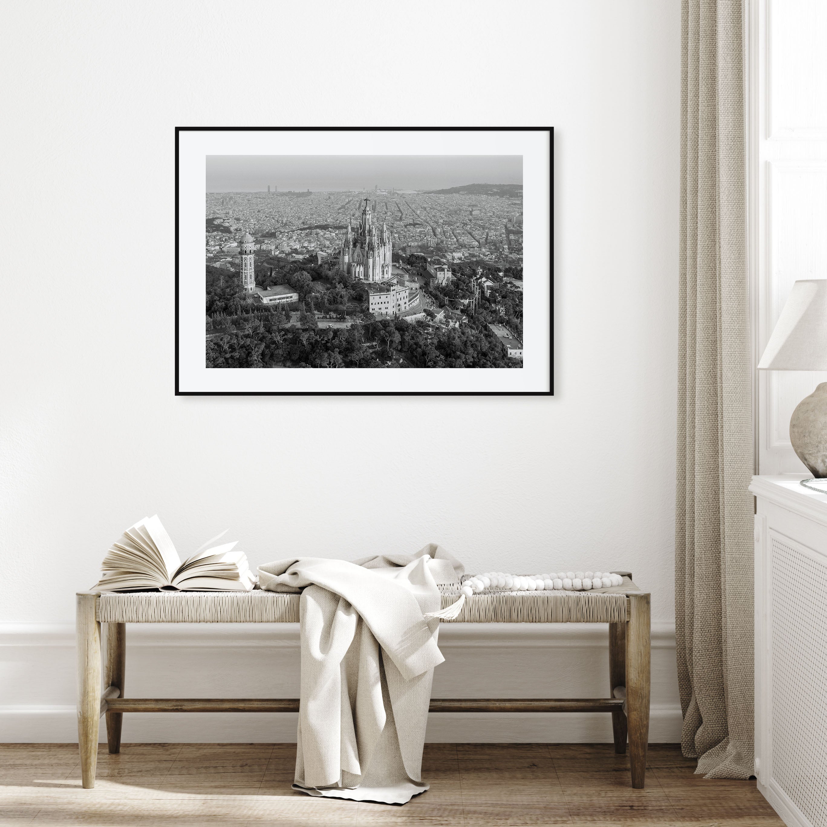 Barcelona Landscape B&W Poster