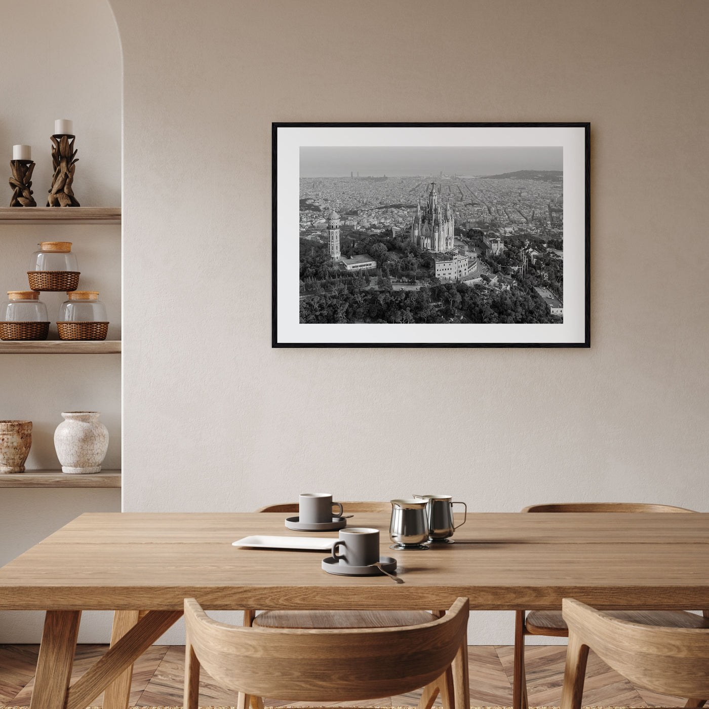 Barcelona Landscape B&W Poster