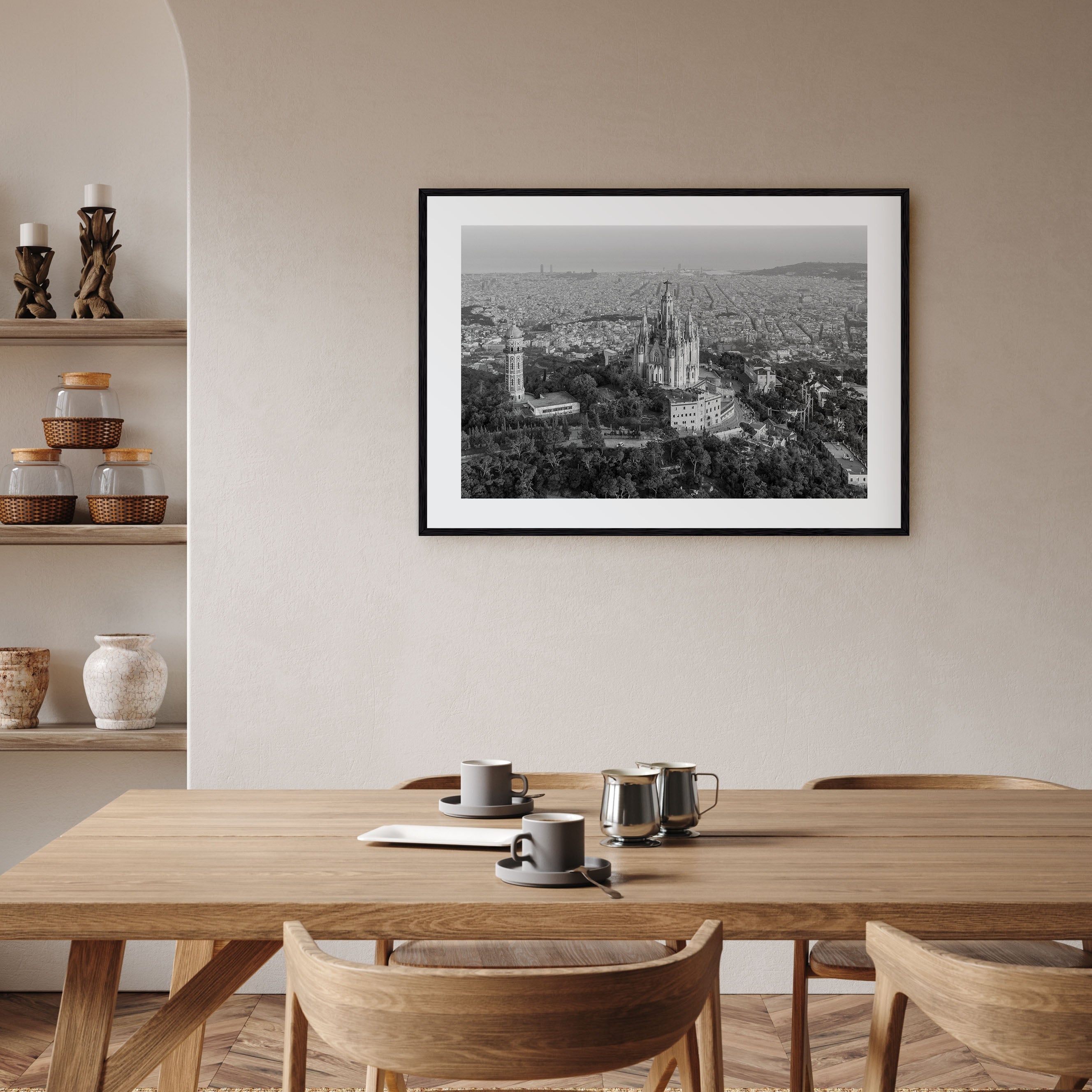 Barcelona Landscape B&W Poster