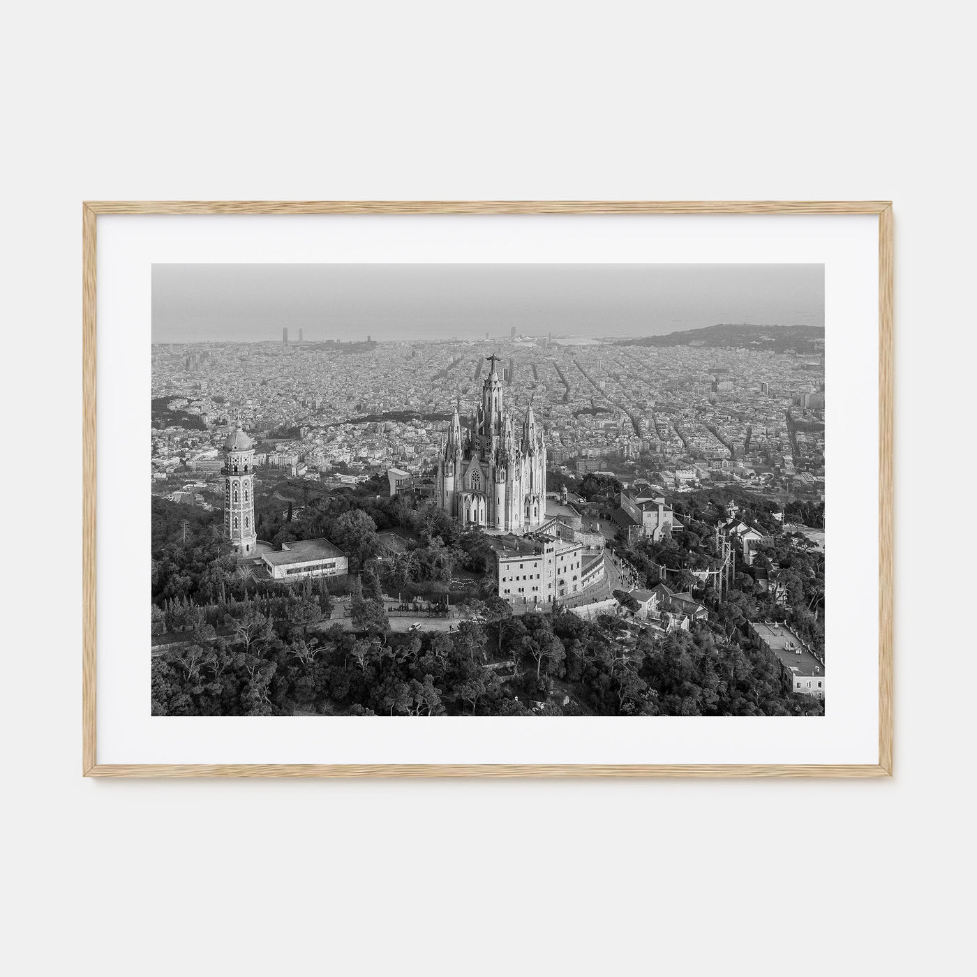 Barcelona Landscape B&W Poster