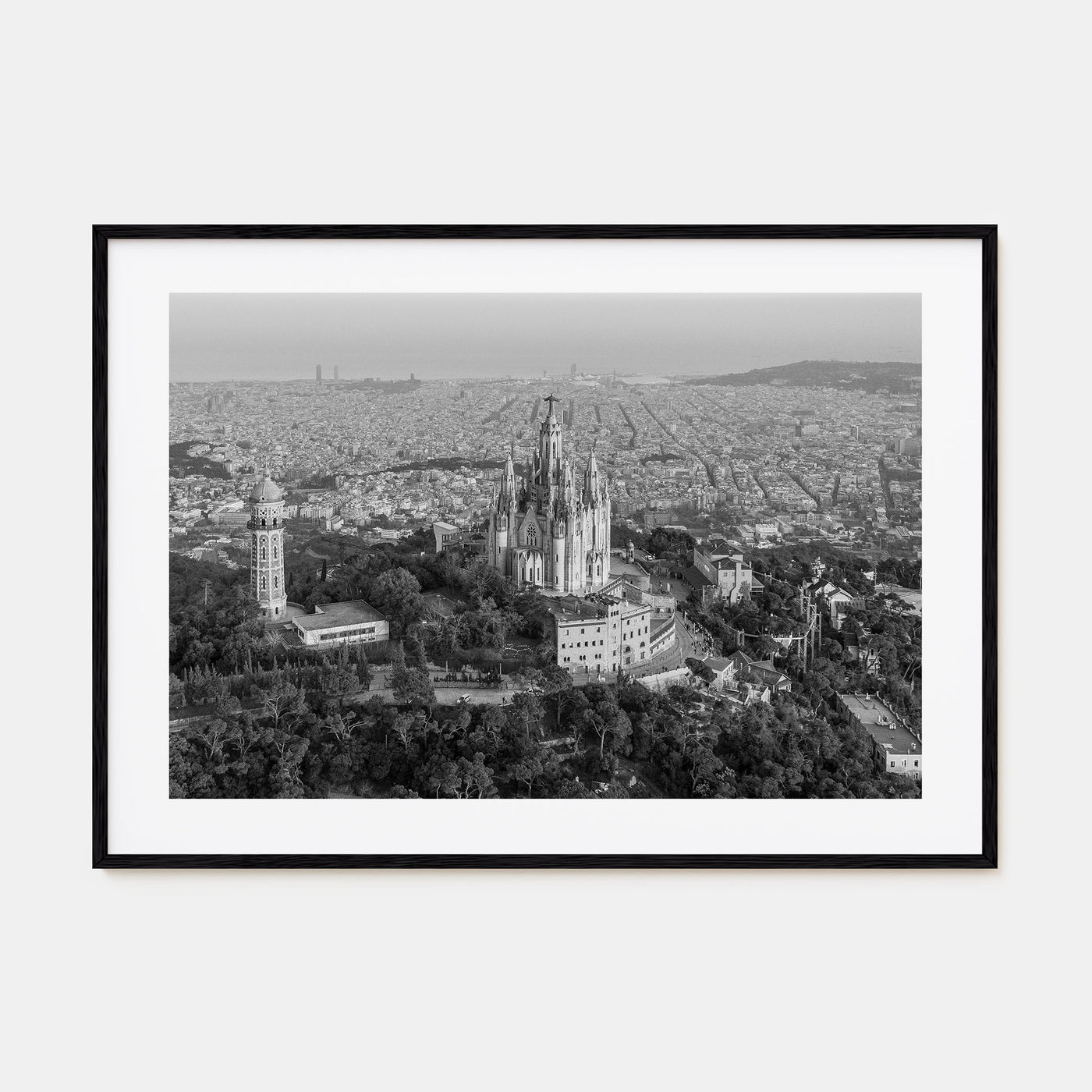 Barcelona Landscape B&W Poster