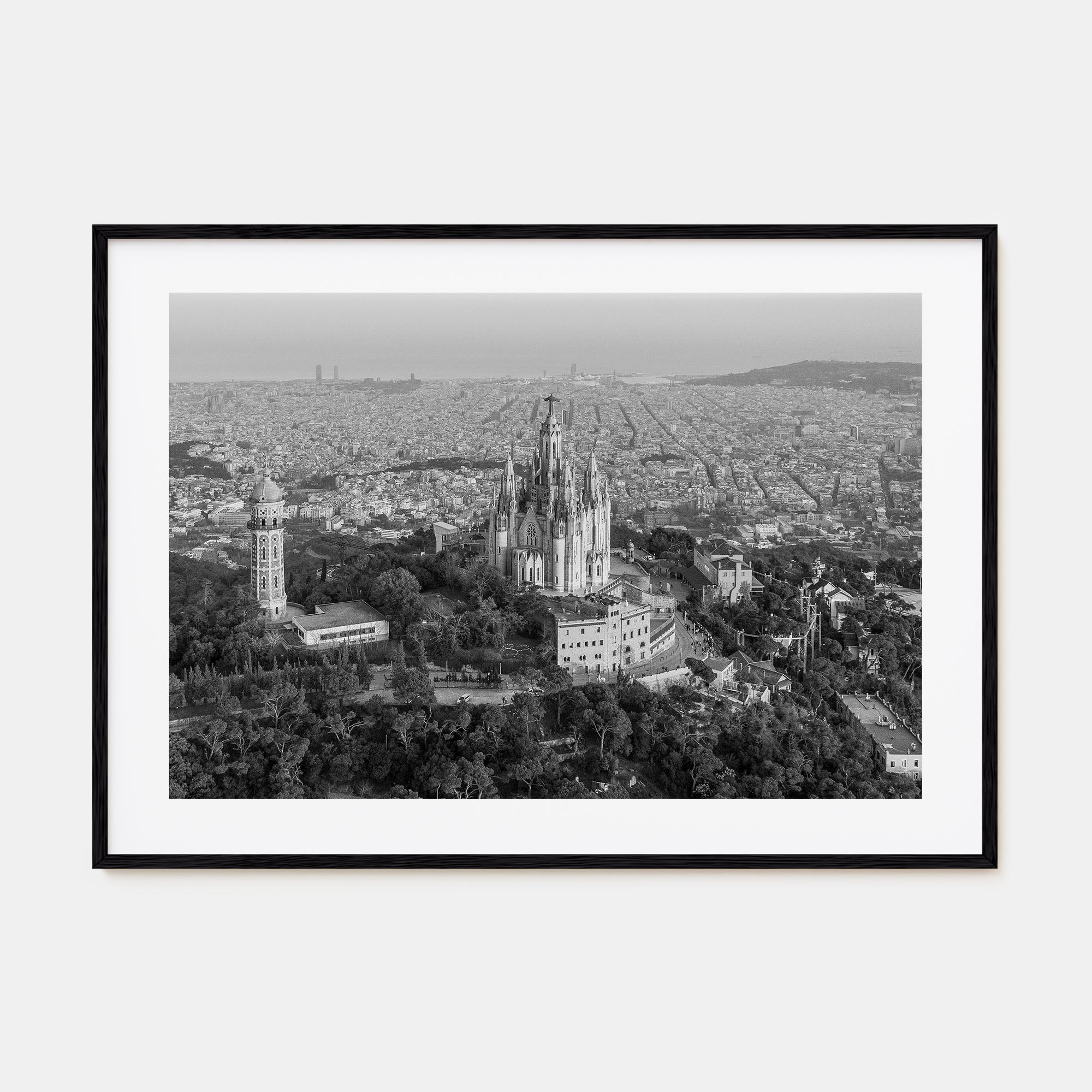 Barcelona Landscape B&W Poster
