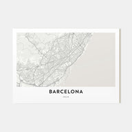 Barcelona Map Landscape Poster