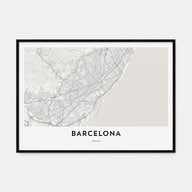 Barcelona Map Landscape Poster
