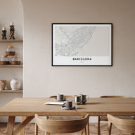 Barcelona Map Landscape Poster