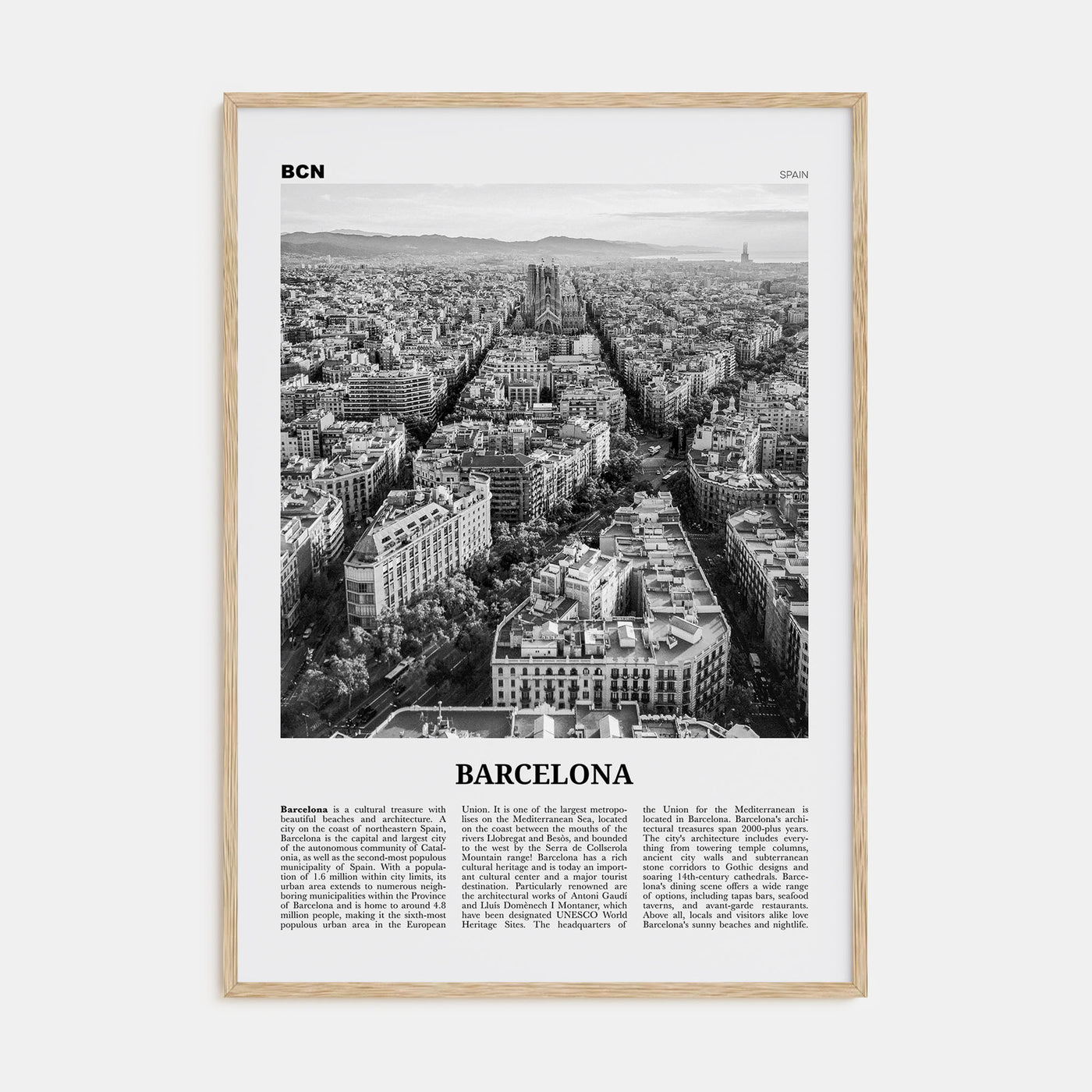 Barcelona Travel B&W No 1 Poster