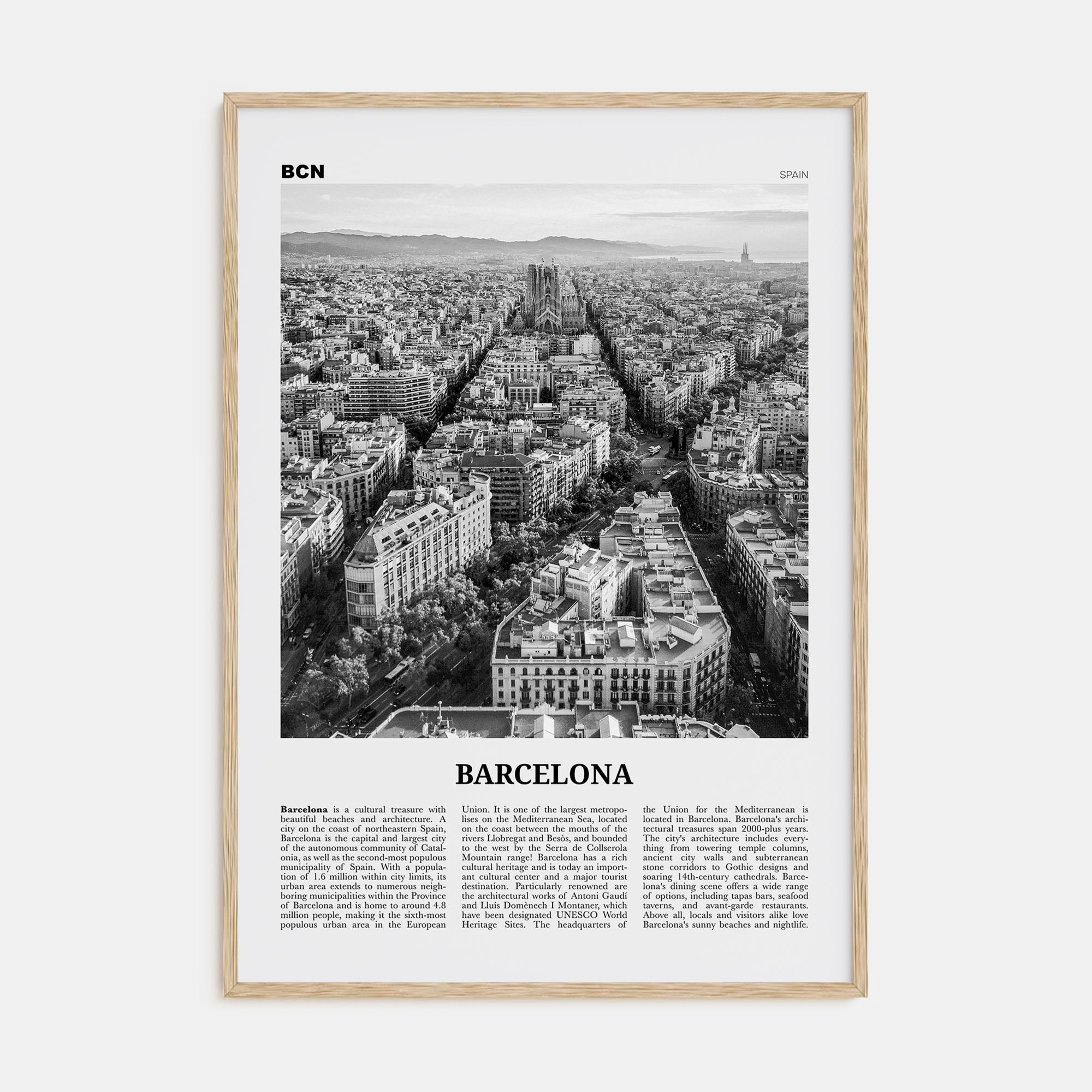 Barcelona Travel B&W No 1 Poster