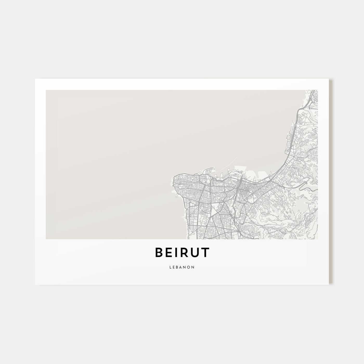 Beirut Map Landscape Poster