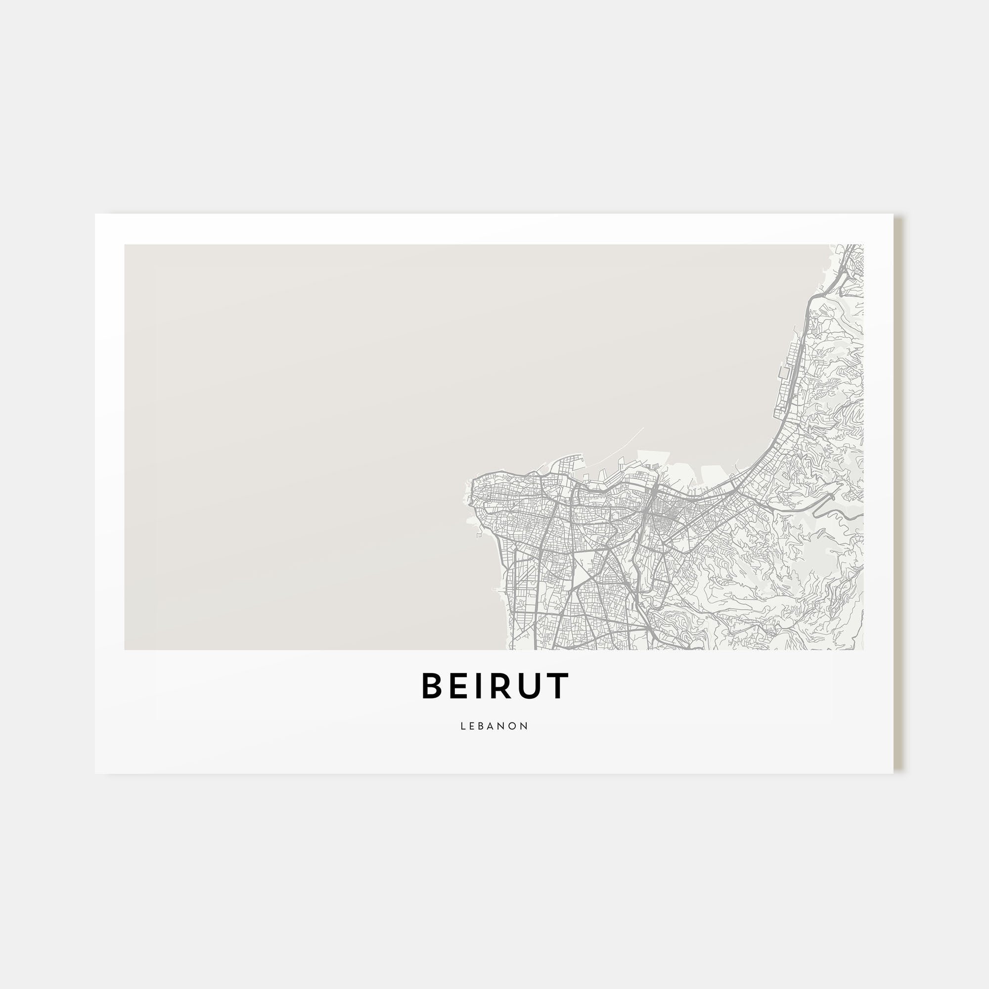 Beirut Map Landscape Poster