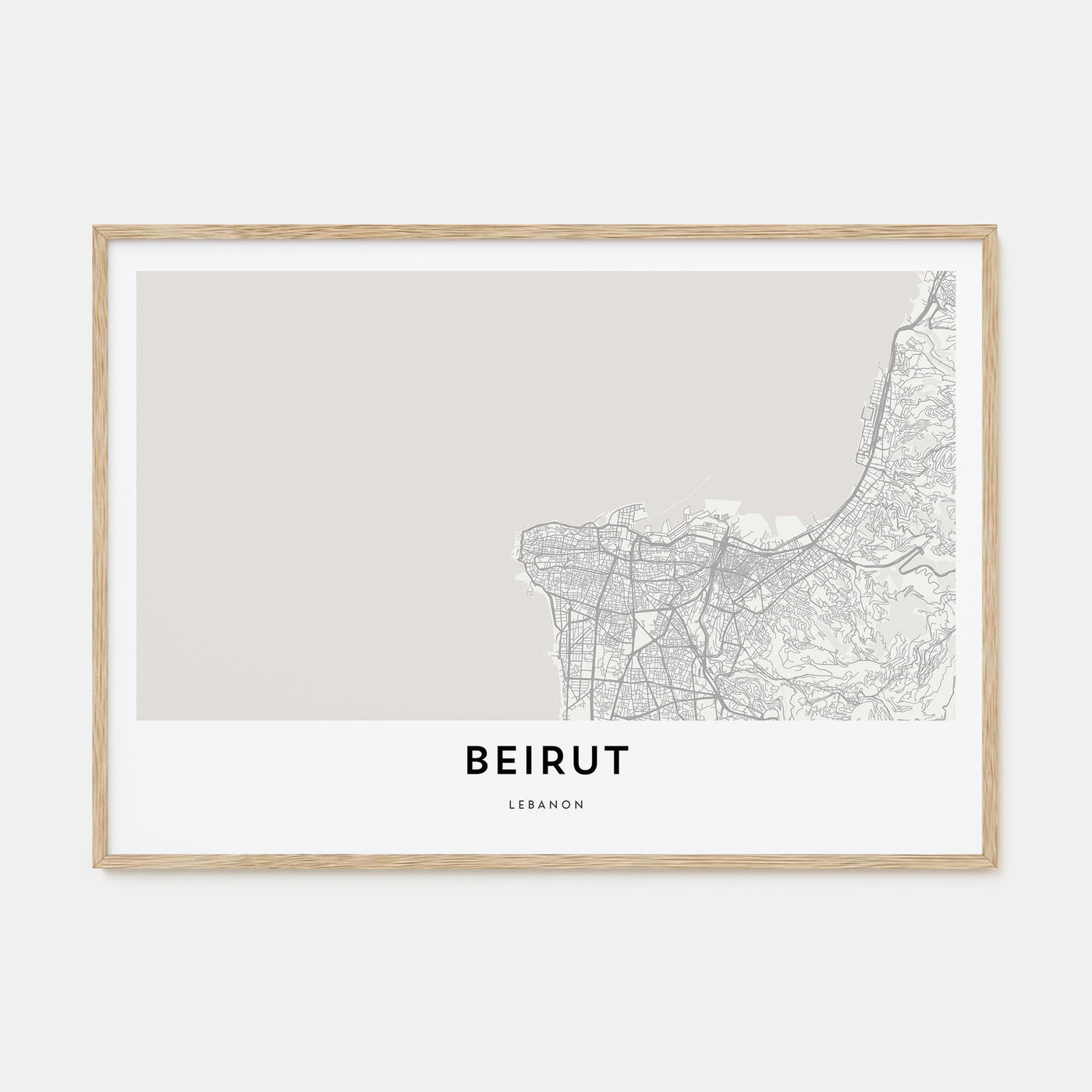 Beirut Map Landscape Poster