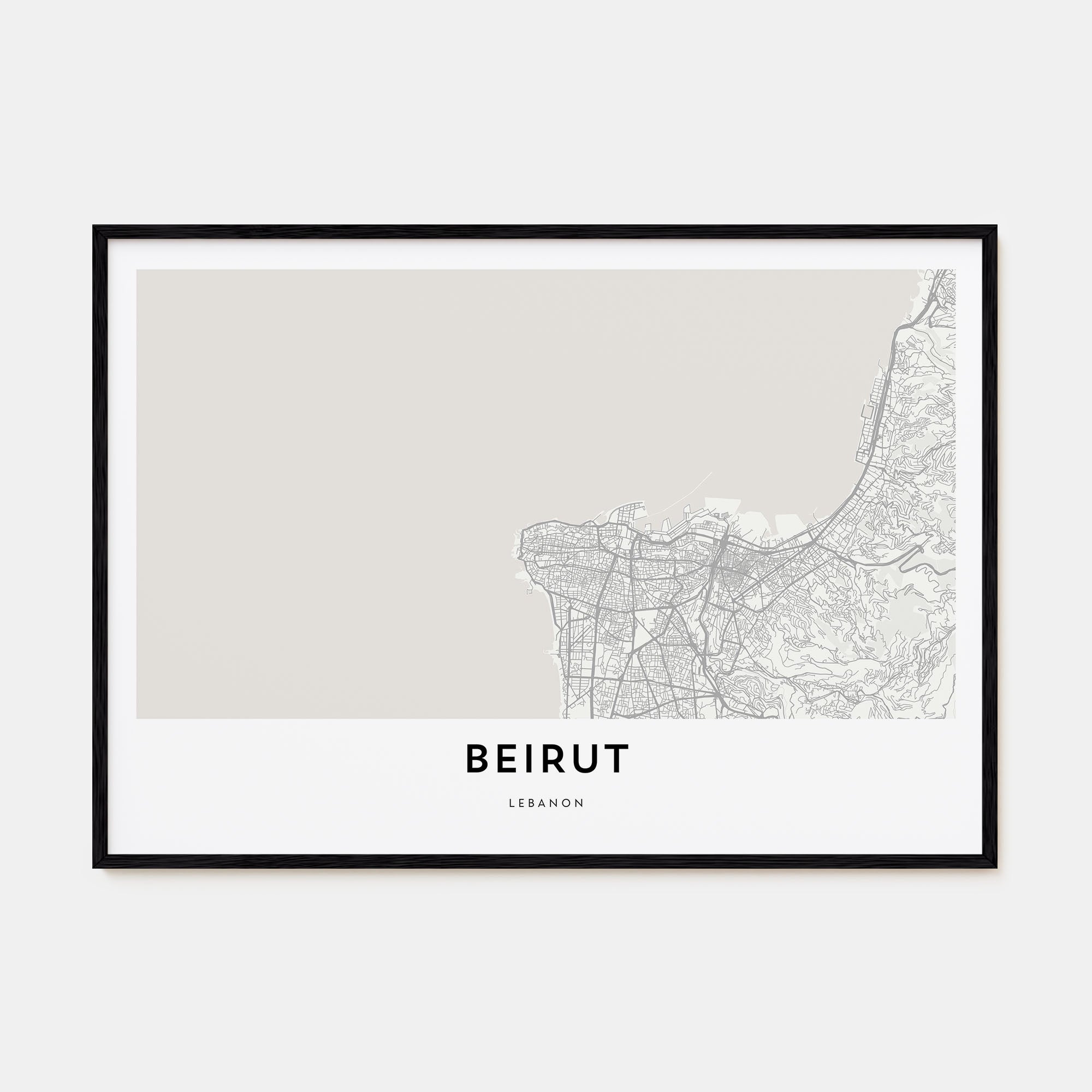 Beirut Map Landscape Poster