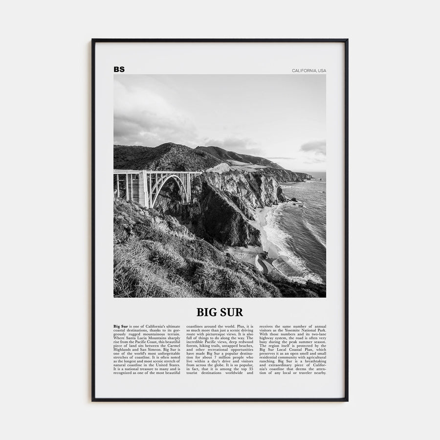 Big Sur Travel B&W No 1 Poster