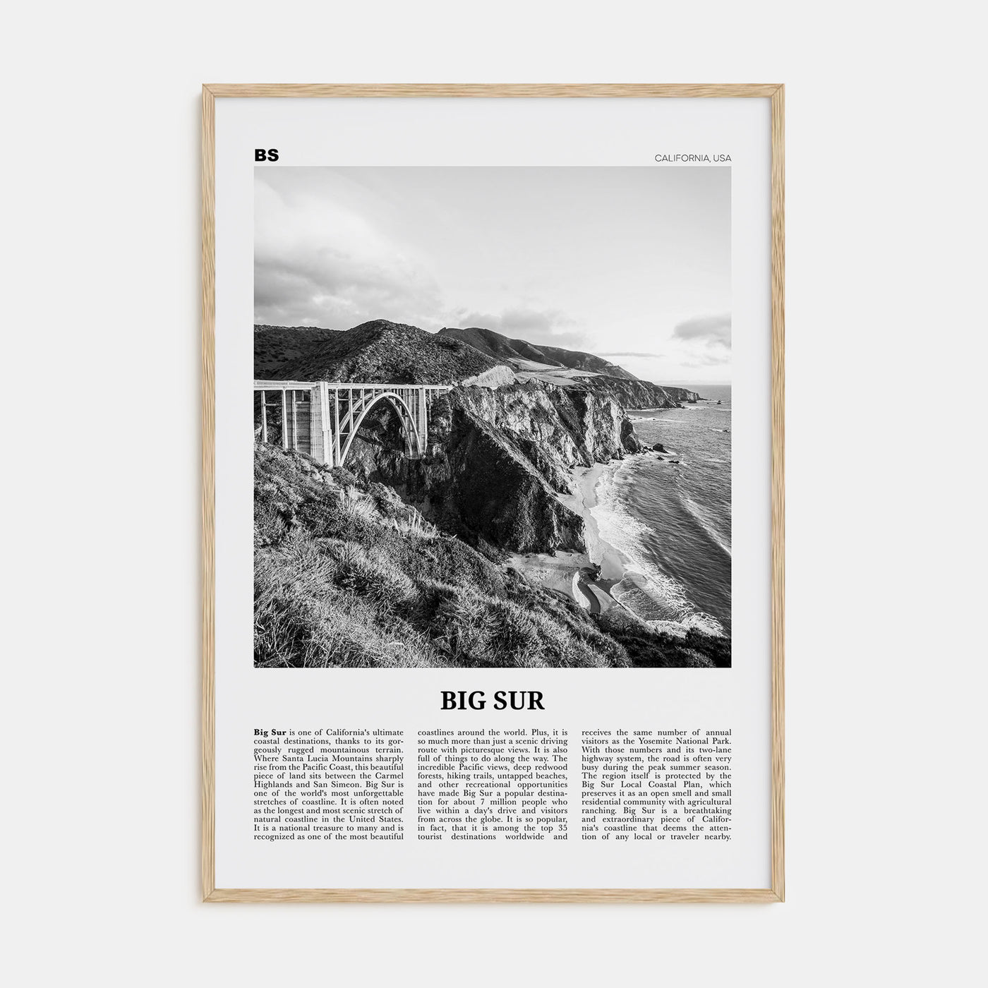 Big Sur Travel B&W No 1 Poster