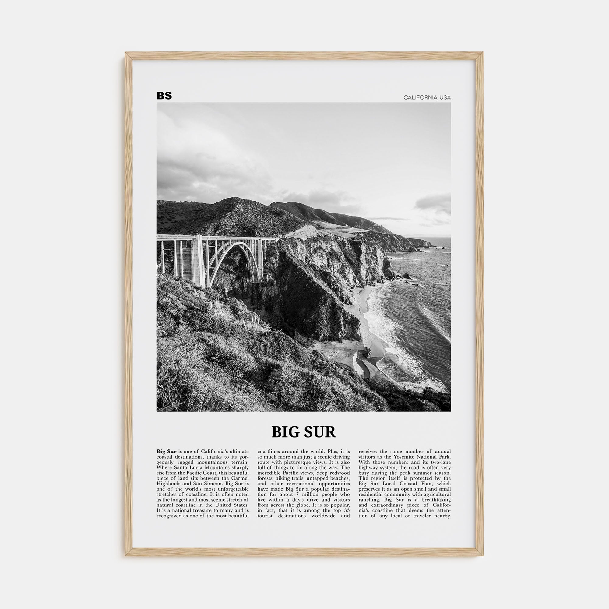 Big Sur Travel B&W No 1 Poster