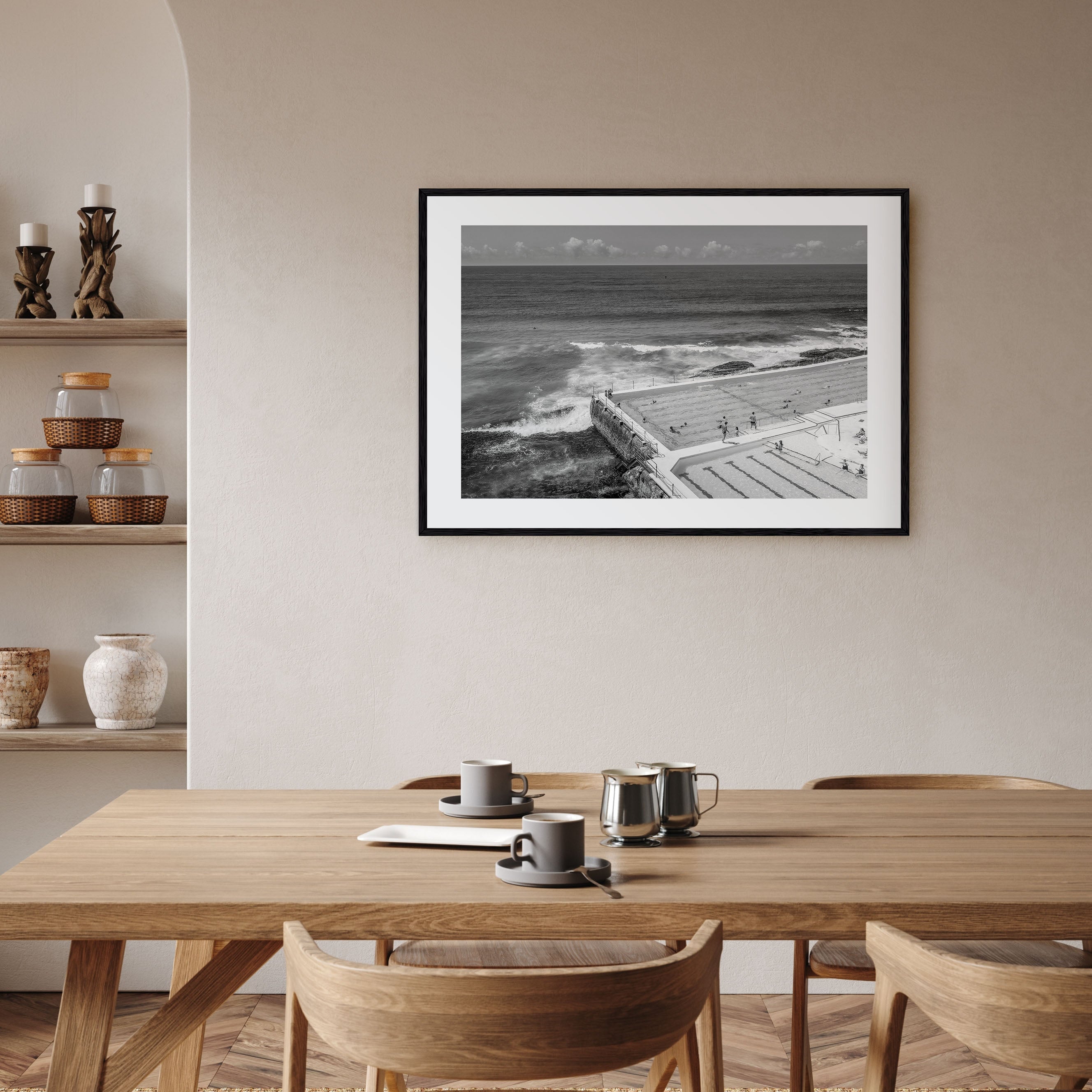 Bondi Beach Landscape B&W Poster