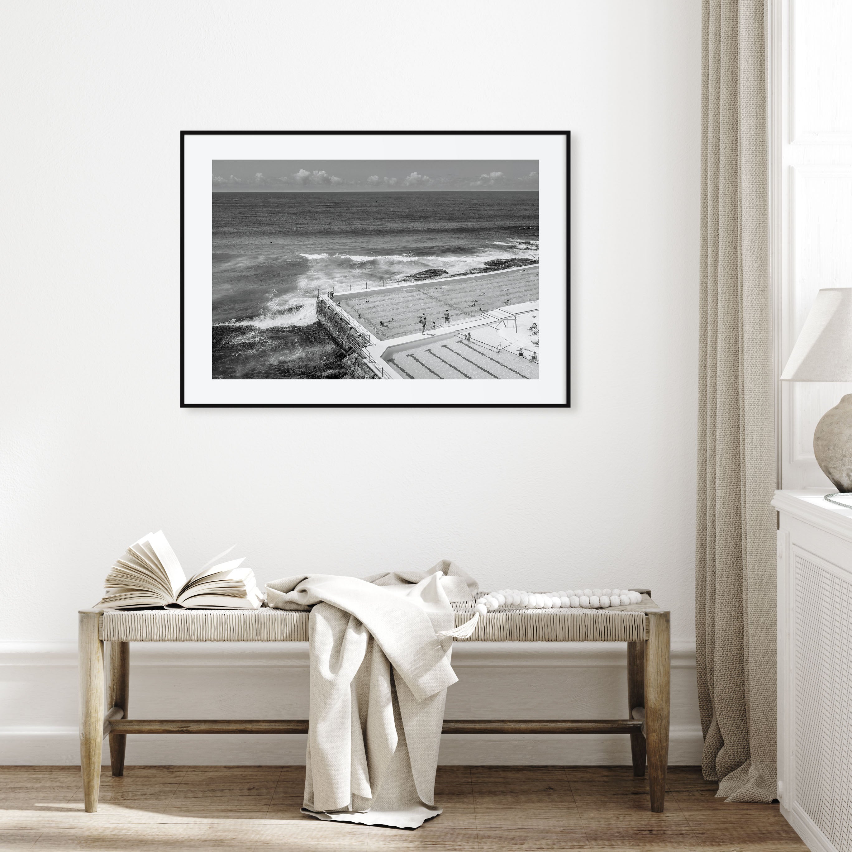 Bondi Beach Landscape B&W Poster
