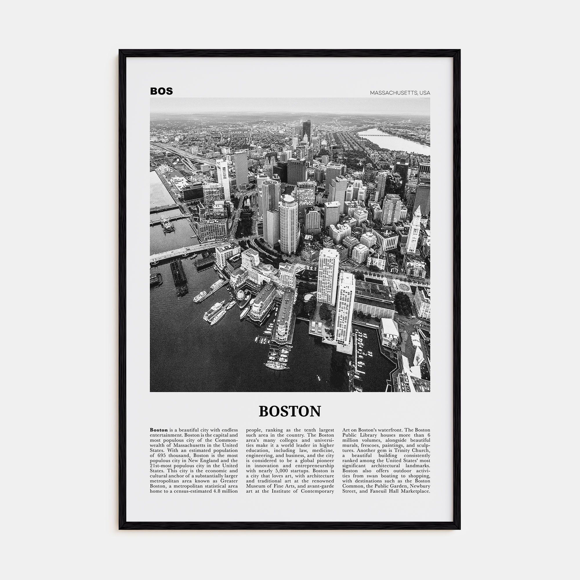 Boston Travel B&W No 1 Poster