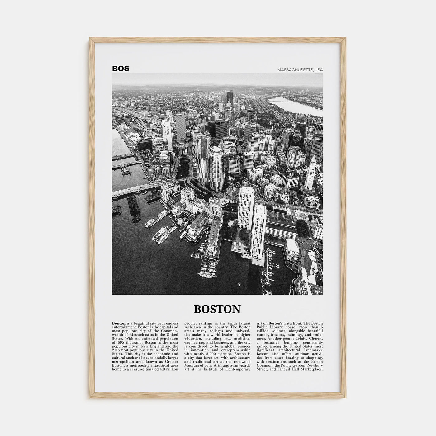 Boston Travel B&W No 1 Poster