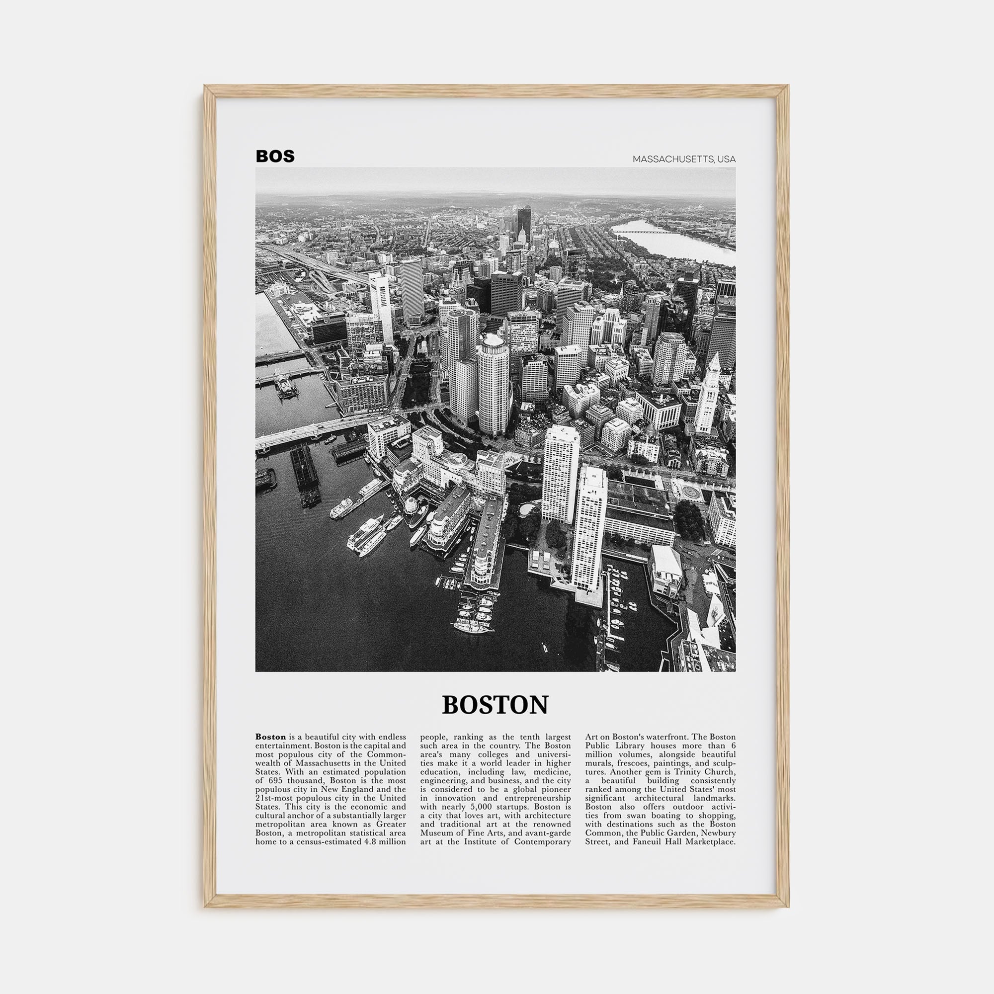Boston Travel B&W No 1 Poster