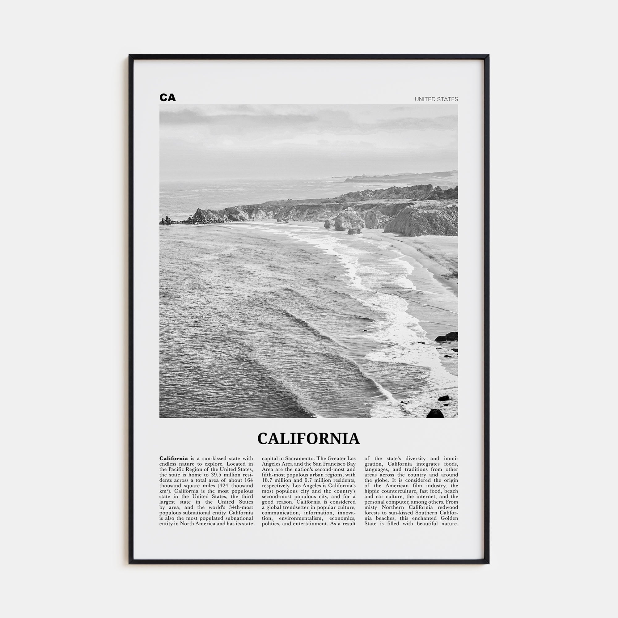 California Travel B&W No 1 Poster