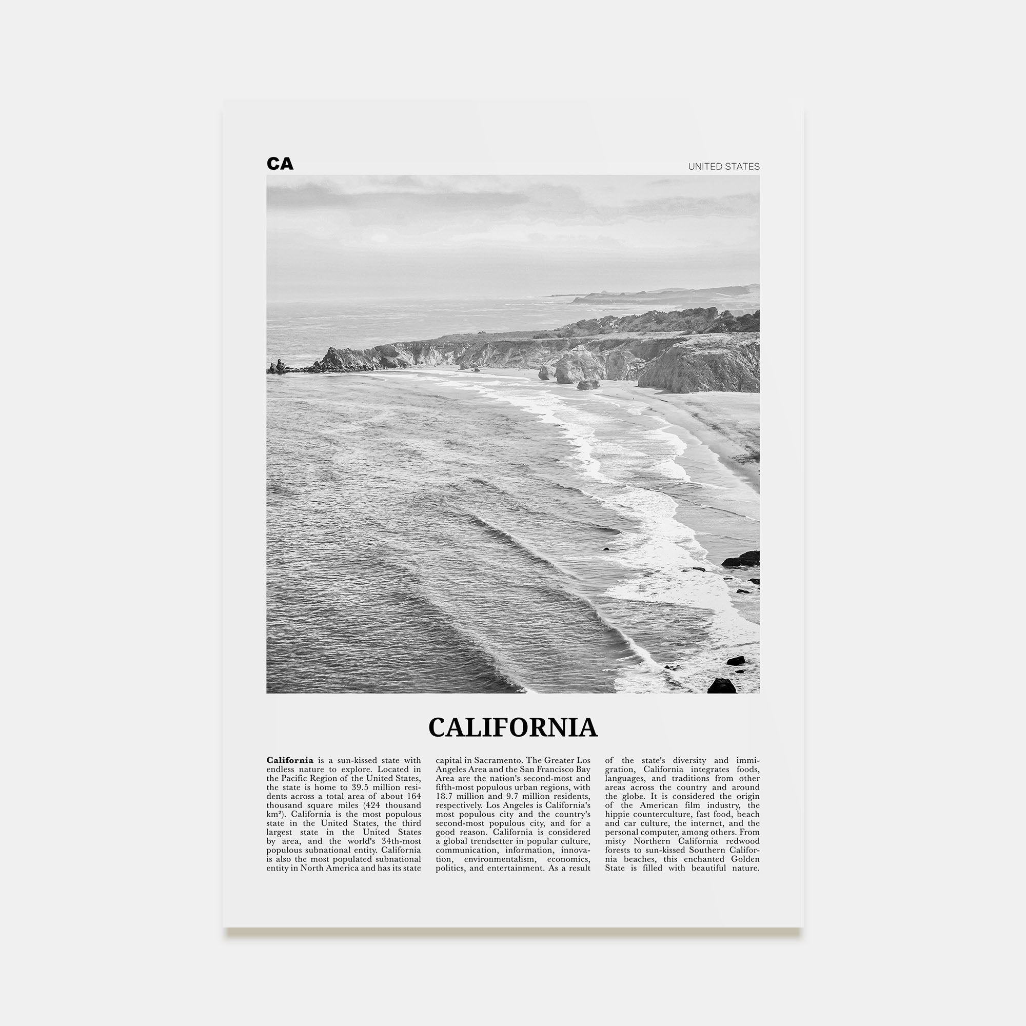 California Travel B&W No 1 Poster