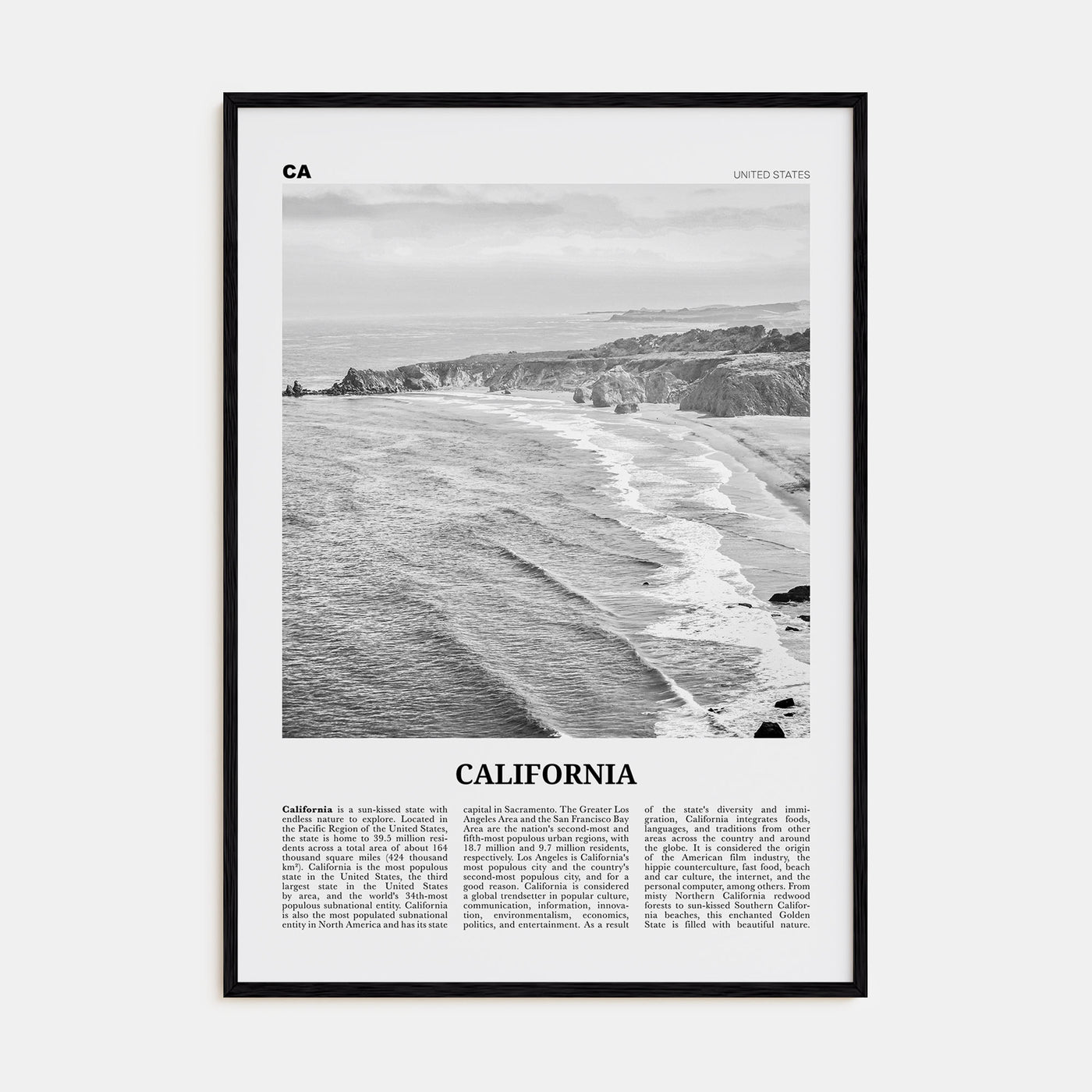 California Travel B&W No 1 Poster