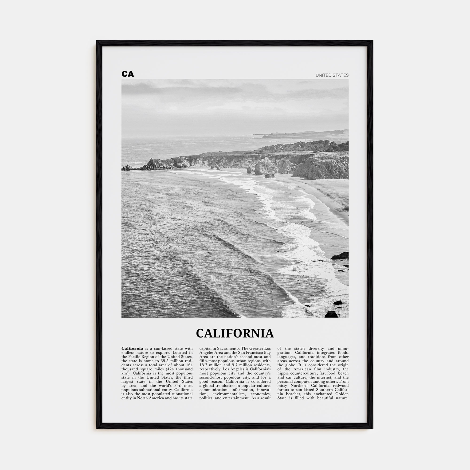 California Travel B&W No 1 Poster