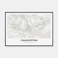Charleston, South Carolina Map Landscape Poster