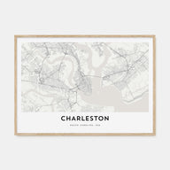 Charleston, South Carolina Map Landscape Poster