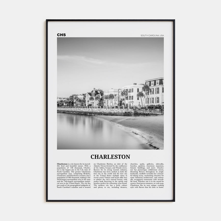 Charleston, South Carolina Travel B&W No 1 Poster