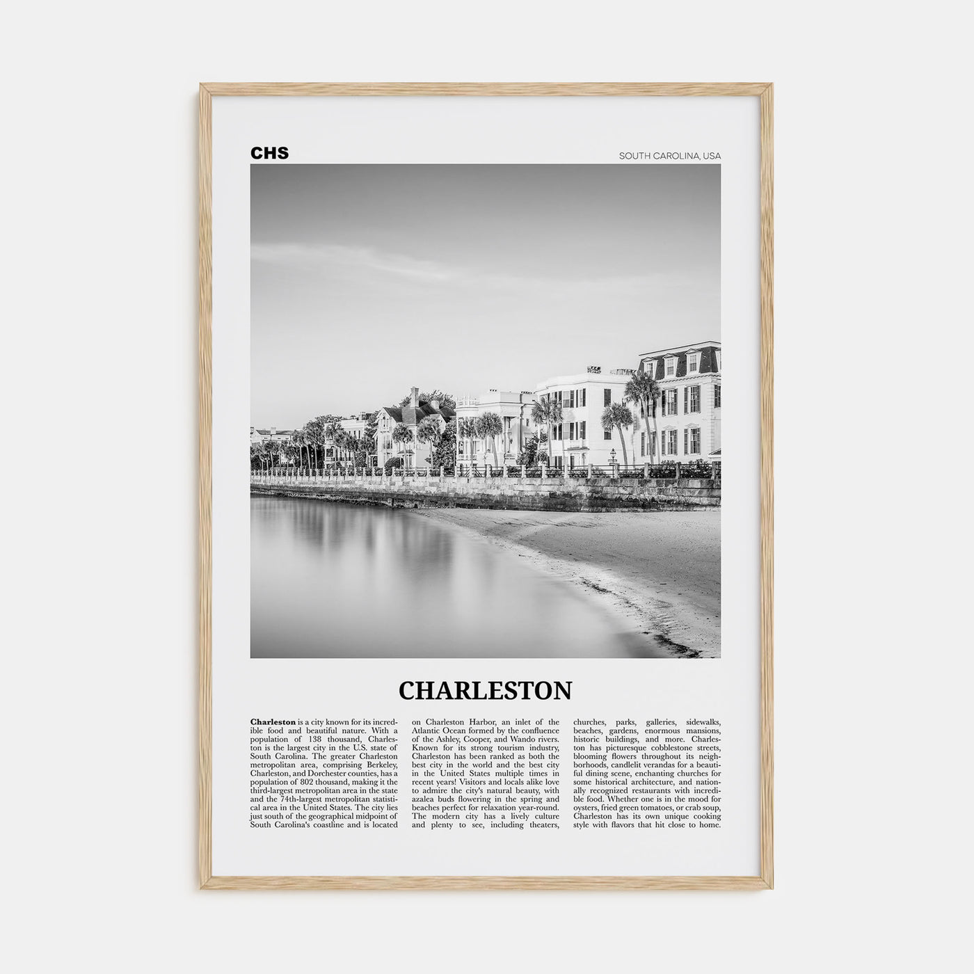 Charleston, South Carolina Travel B&W No 1 Poster