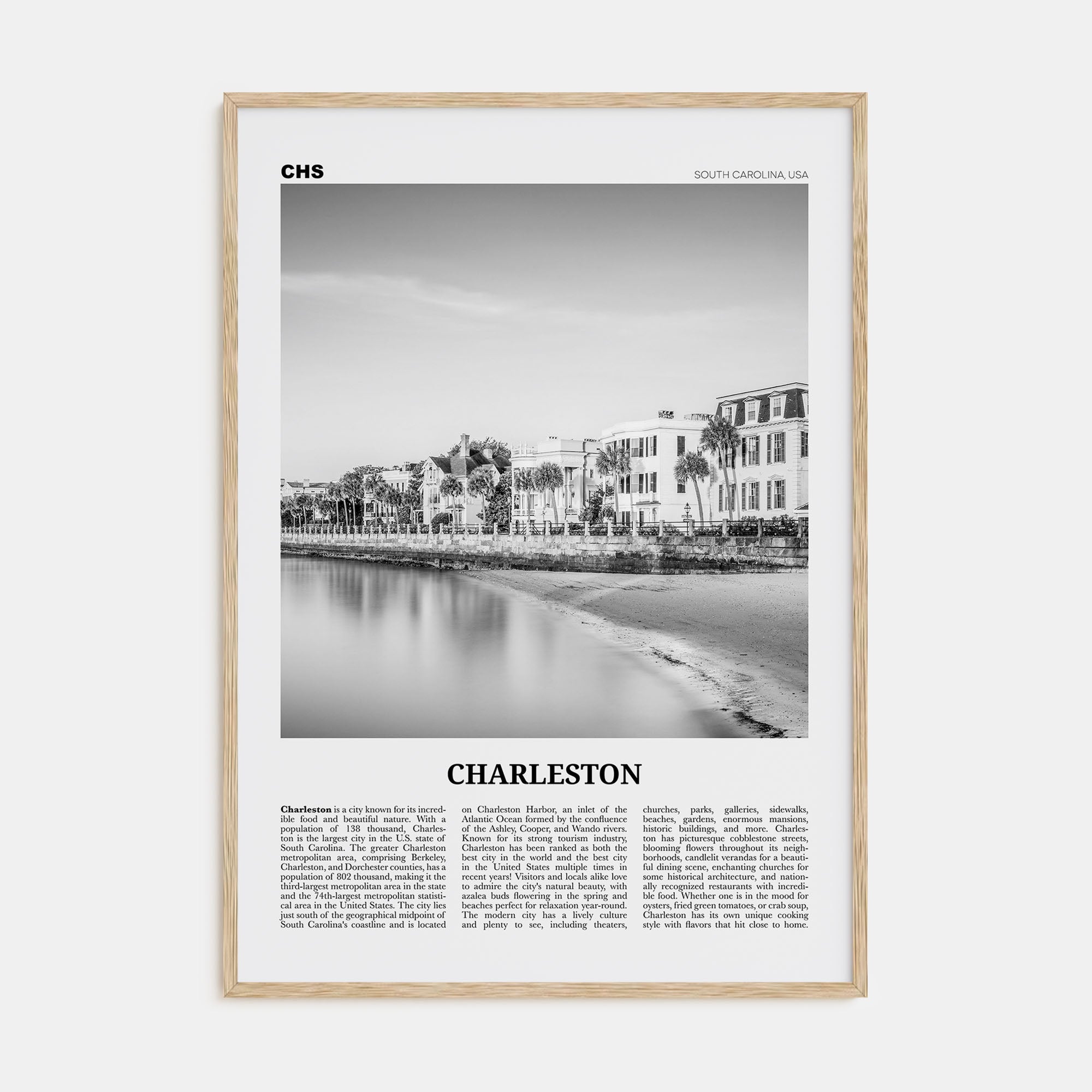 Charleston, South Carolina Travel B&W No 1 Poster
