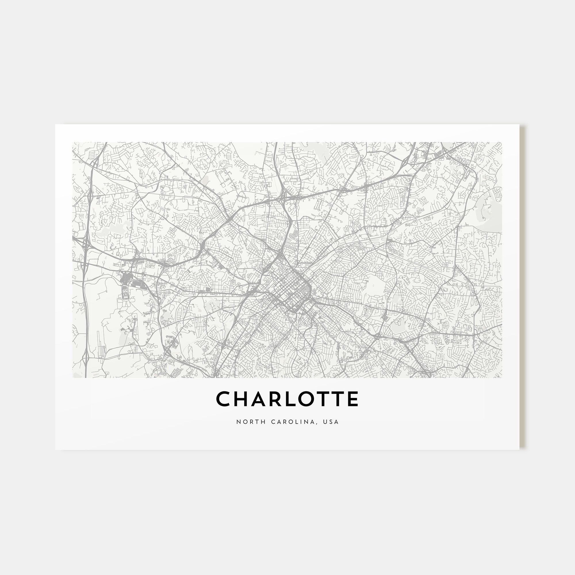 Charlotte Map Landscape Poster