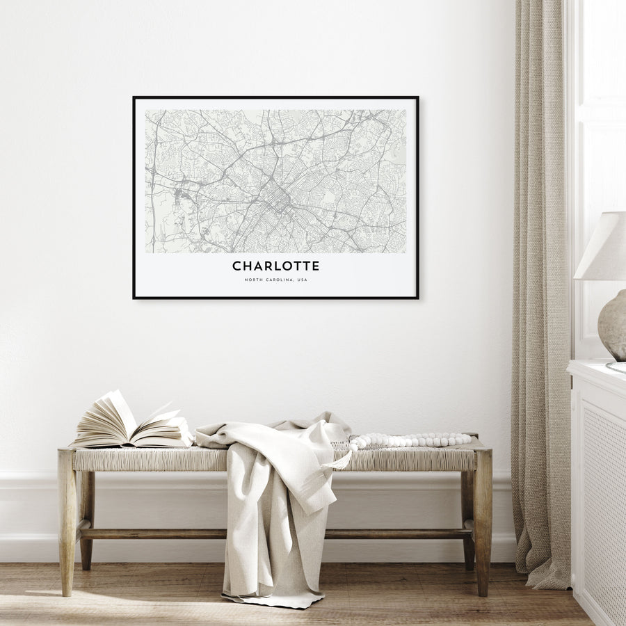 Charlotte Map Landscape Poster