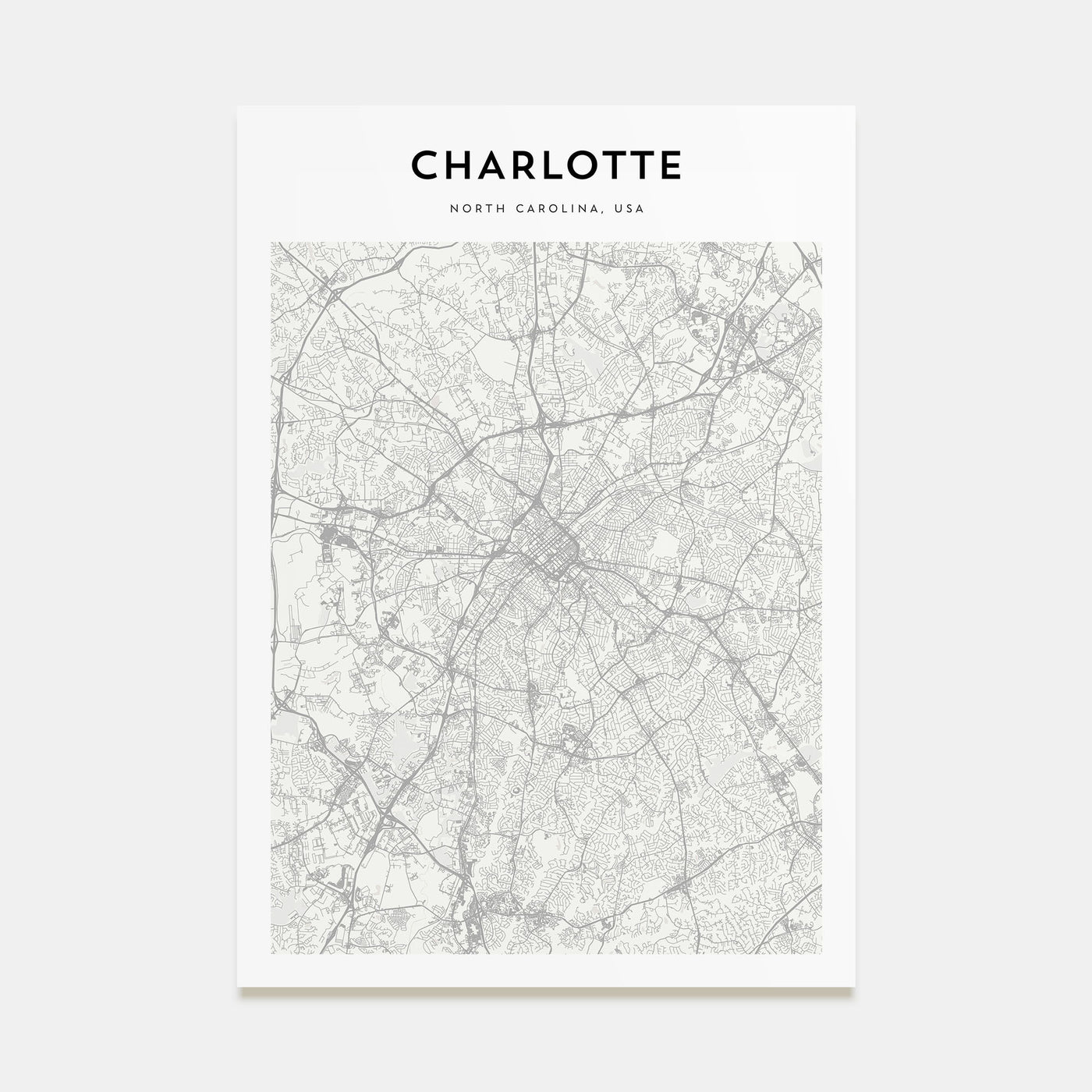 Charlotte Map Portrait Poster