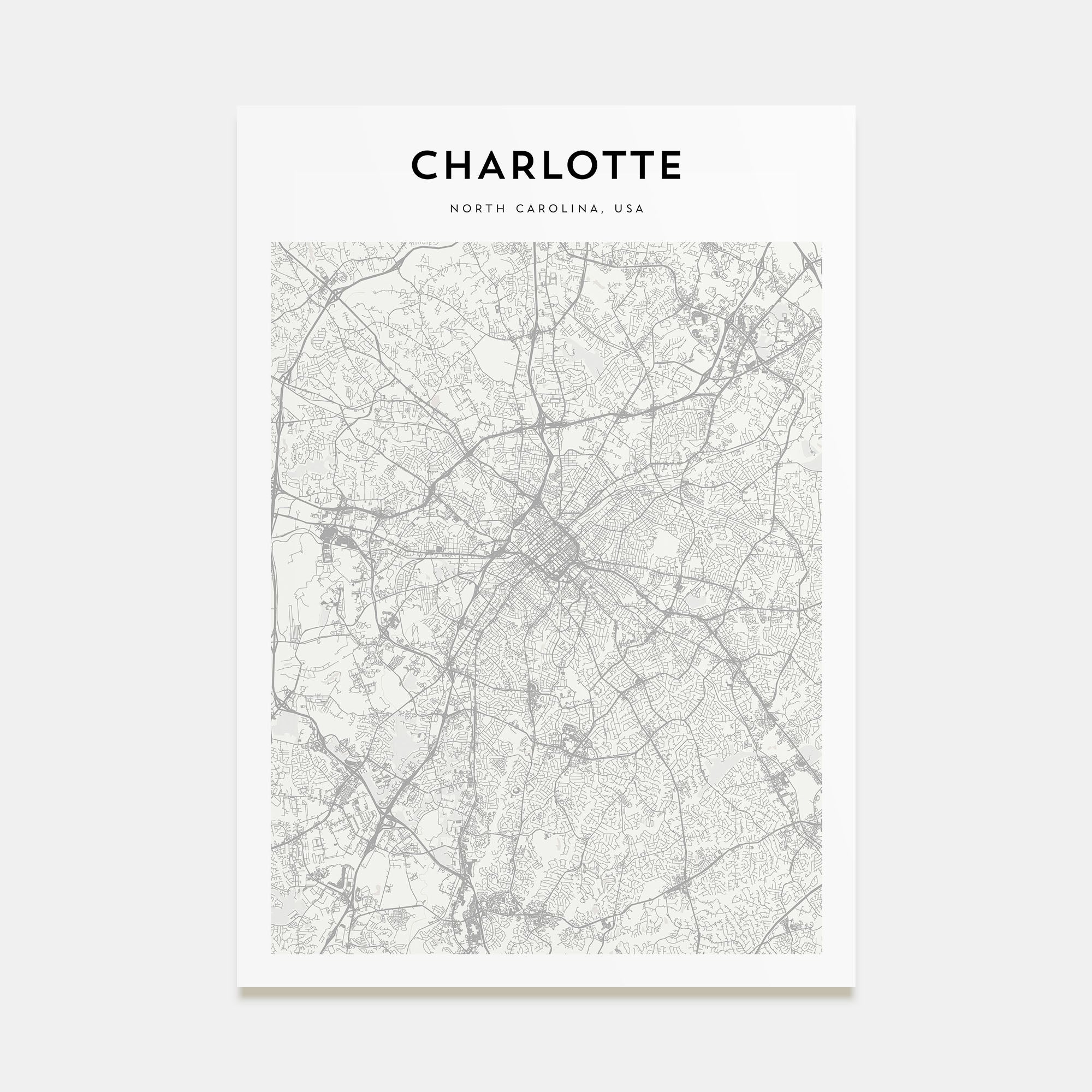 Charlotte Map Portrait Poster