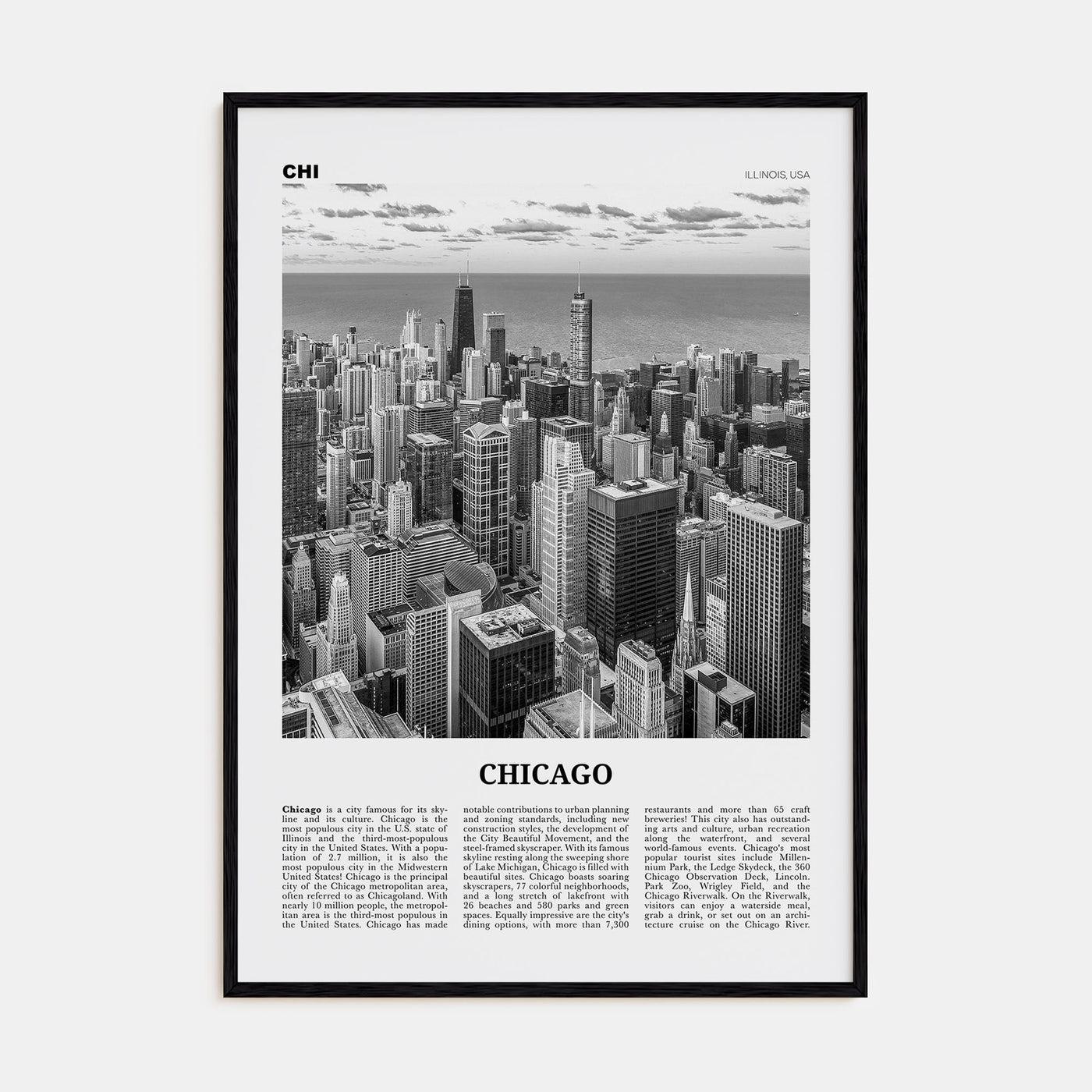 Chicago Travel B&W No 1 Poster
